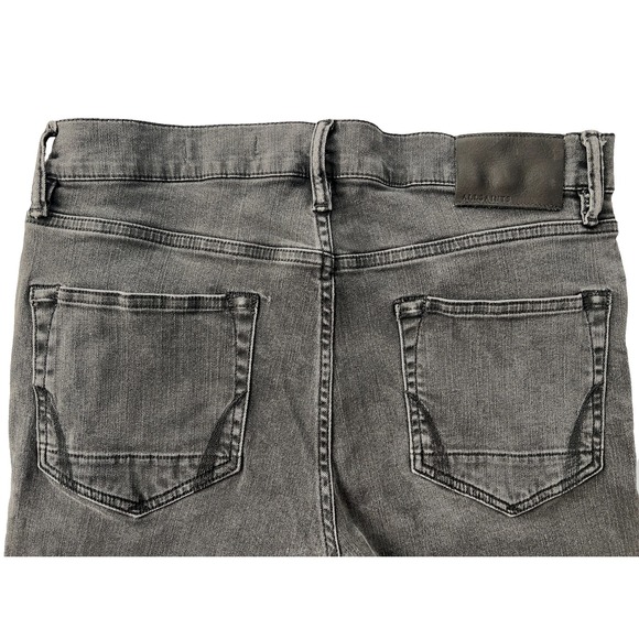 AllSaints Mens Jeans 30 Gray Grey Cigarette Fit Slim Stretch Denim Pants Casual - Picture 9 of 10